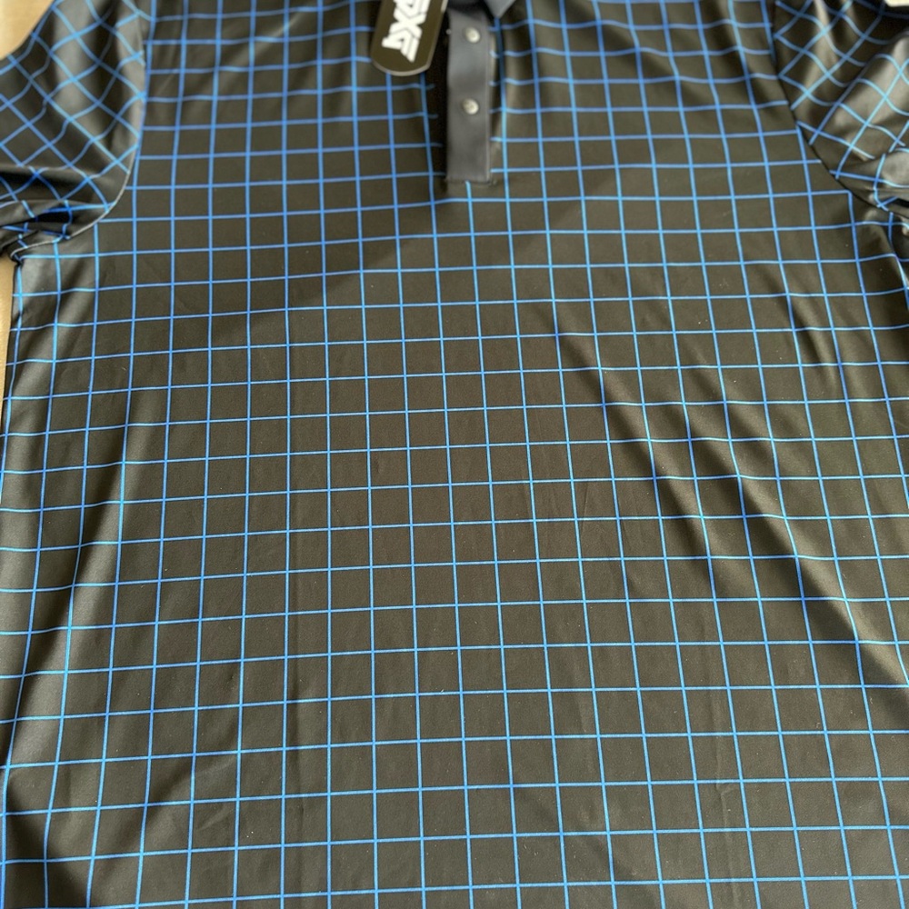 PXG Black and Blue Checkered Men's Polo Golf Shirt